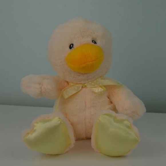 Baby Essentials Duck Plush Stuffed Animal Yellow White Polka Dot Bow AD Sutton - Picture 1 of 3